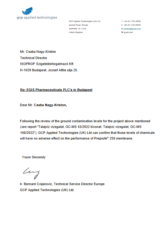 EGIS Pharmaceuticals PLC's in Budapest (letter) dokumentum előnézetu képe